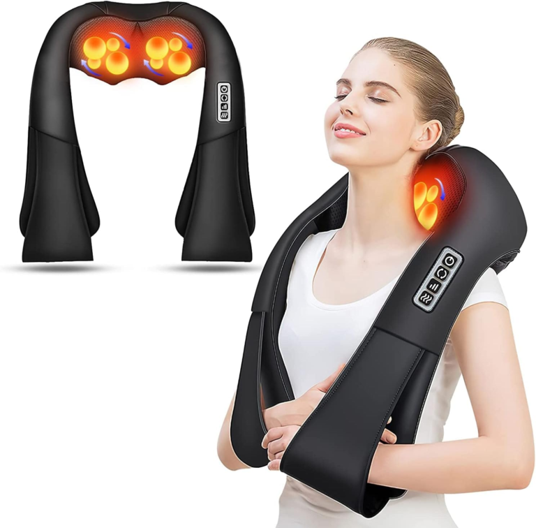 Neck Massager,Shiatsu Neck and Back Massager with Heat, Deep Kneading Shoulder Massager, Waist Massage Pillow for Home and Office Use